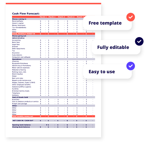 cashflow forecast template